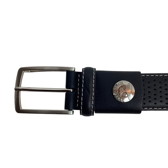 Pebble Beach Mens 40 Leather Golf Belt Perforated Design & Silver Buckle - Picture 2 of 10